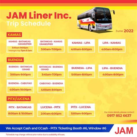 JAM Liner Bus Schedules .